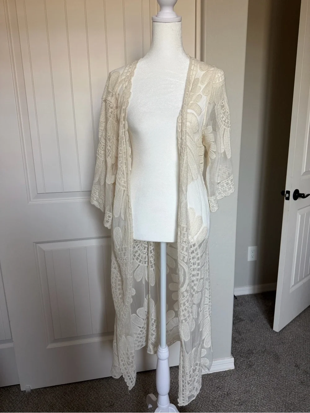 Rebellion Cream Lace Duster Kimono